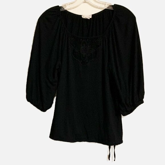 Urban Outfitters Tops - URBAN OUTFITTERS TIKIRANI Eyelet Lace Black Blouse. Size Large